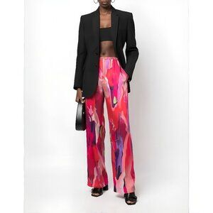 LIKE NEW MSGM abstract-print wide-leg trousers